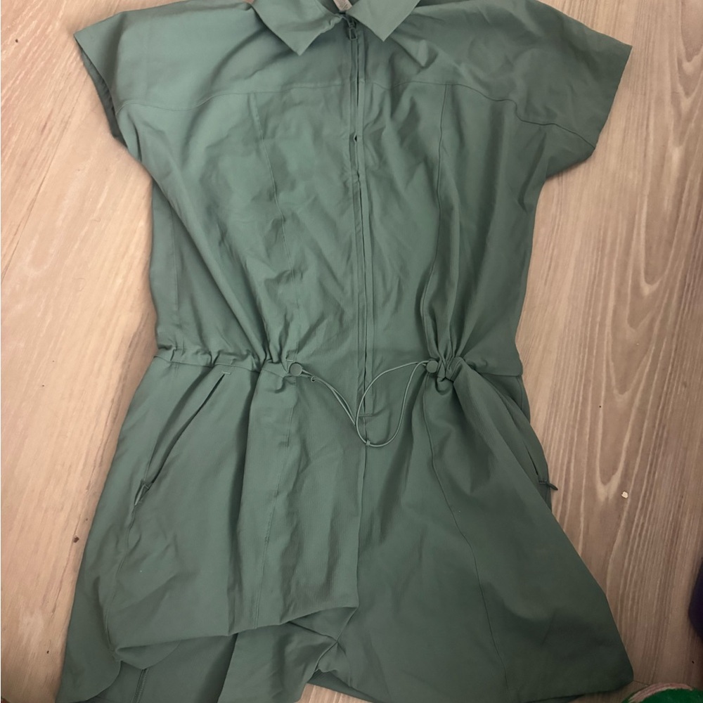 lululemon athletica Olive Green Short-Sleeve Zip Romper